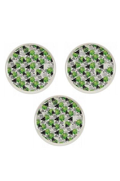 OEM Set 3 Tavi rotunde 30cm, din fibre de bambus, Model Frunze