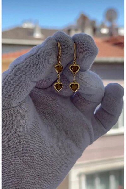 charmove ile kendinizi şımartın Çelik Gold Renk Kalpli Sallantılı Minimal Özel Tasarım Küpe