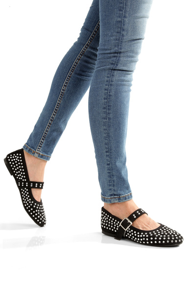 MİNNACE ''SOFİA'' Pantofi ortopedici din piele intoarsa neagra, cu varf rotun...