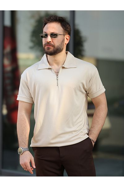 BASEL.CO Oversize Loose Fit Zippered Polo Neck Tshirt