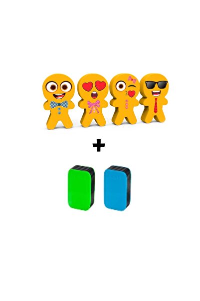 Adel ART.57 FUNNY FACE SERİSİ 4 ADET SİLGİ VE 2 ADET PRIME KALEMTRAŞ SETİ 1 (...