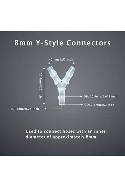 Choice6 وصلة على شكل حرف Y مقاس 8 مم، 5 قطع، وصلة خرطوم على شكل حرف Y، موزع ت...