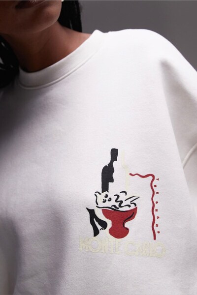 The Champ Clothing Unisex White Crew Neck Sweatshirt – Art Project Artistically Printed 3 Thread Hooded Oversize