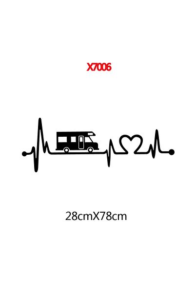 Choice 28cmX78cm black Electrocardiogram Graphics Love Camp Vinyl Stickers For Caravan Body Decor Camper De