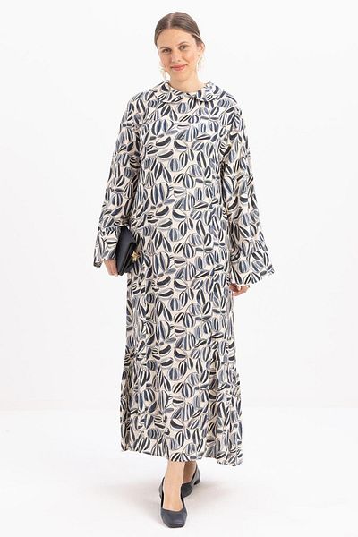 ALLDAY Rochie de mărime mare imprimată cu centură Stone-Blue-Robe