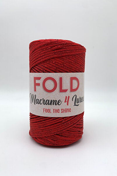 FOLD Macrame din poliester argintiu Nr:4 100 Ață de macrame din poliester roșu 2 mm - 200 gr -230 M Supla Ip Bag
