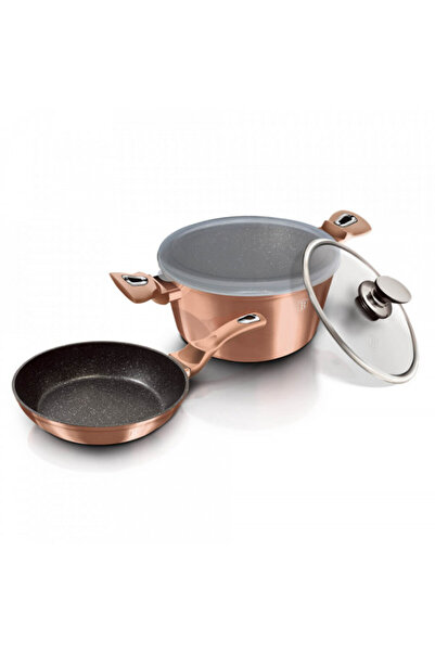 Berlinger Haus Set oala cu capac si tigaie (4 piese) din aluminiu forjat Rose...