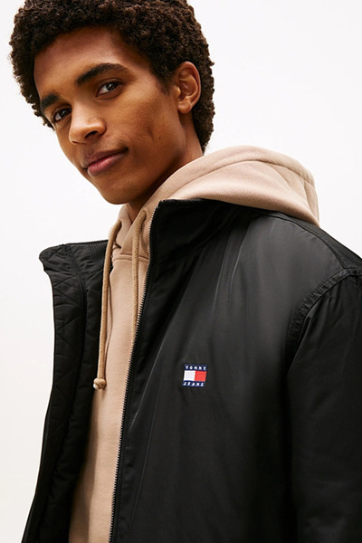 Tommy Hilfiger Erkek Dik Yaka Dolgulu Mont - Siyah