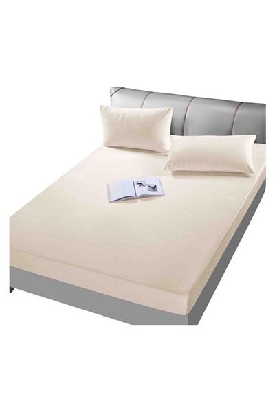 OEM Elastic Bed Sheet Set of 3 Pieces Velvet for Double Bed, MS STAR, Microfiber, 180x200cm, Peach Cream