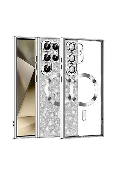 Rao Compatible case for Samsung Galaxy S22 Ultra 5G, Grip, Luxury Glitter MagSafe, V88, Plastic, Met