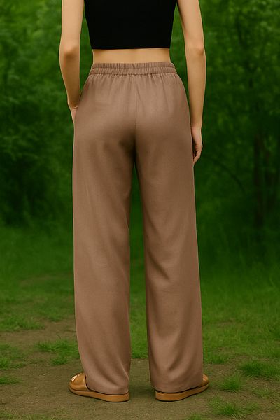 My Blog Milky Brown Cotton Linen Trousers