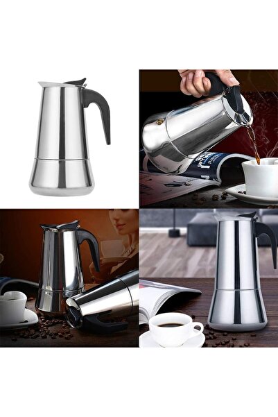 Cozevdnt Espressor pe aragaz, oțel inoxidabil, 200 ml, 14,7 x 9,5 cm, argintiu