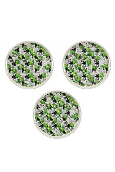 OEM Set 3 Tavi rotunde 30cm, din fibre de bambus, Model Frunze