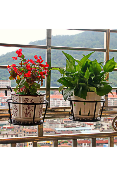 Choice 2pc Black G3959A2pcs One pack of 3 iron art hanging flower pots with hanging hooks, metal plant plan