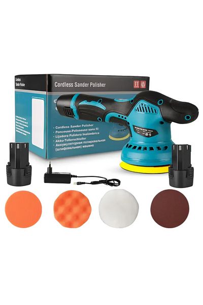 divendi-ro Car Polisher with 2 batteries 36V, cordless, portable, 2500-5000 Rpm, 8 speeds, 27.5x11.5x12 cm