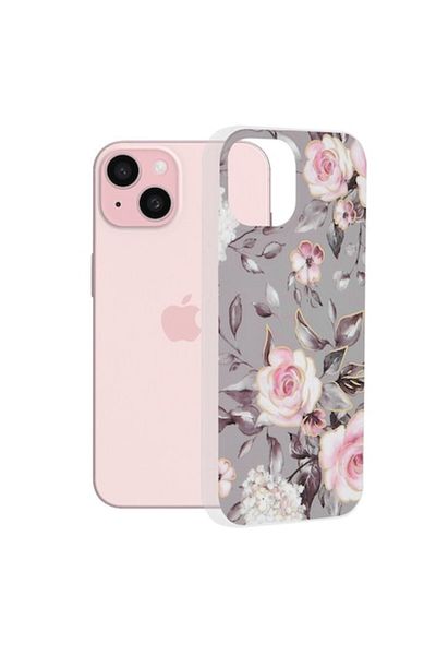 Rao Husa compatibila cu iPhone 15, Grip, Marble Series, S37, Plastic, Bloom of Ruth Gri