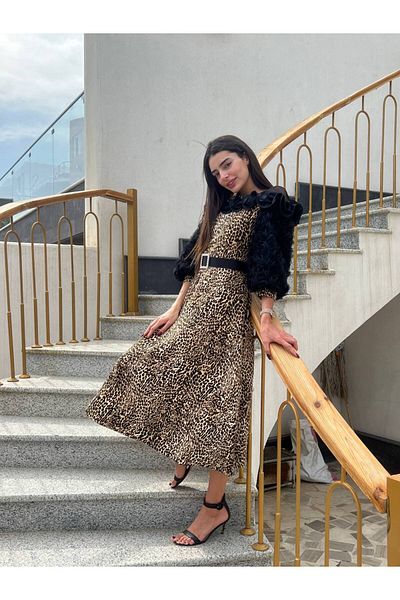 COCONALY Tiger dress with a Turkish belt