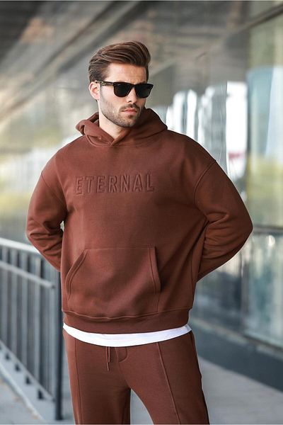 Madmext Set de trening pentru bărbați cu glugă Bitter Brown E7324
