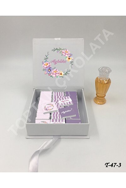 KAKAO AĞACI İsme Özel Lüks Karton Kutuda 56'lı Çiçekli Kız Bebek Çikolatası