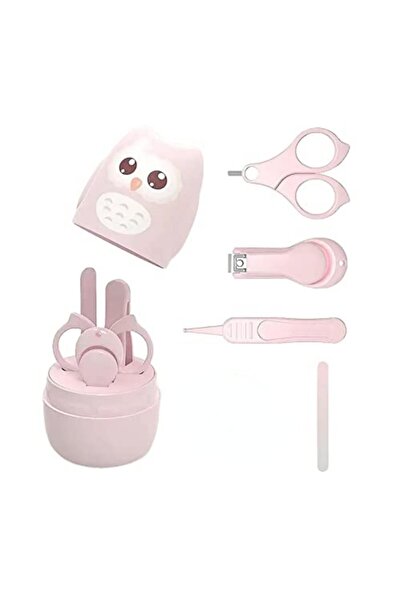 Flippy 4-piece Baby Nail Care Set, ABS + Stainless Steel, Owl Storage Case, 0+ months, Pink