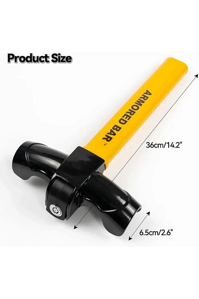 Choice Yellow T-Shaped Car Steering Wheel Lock with 2 Keys. Anti-Theft.