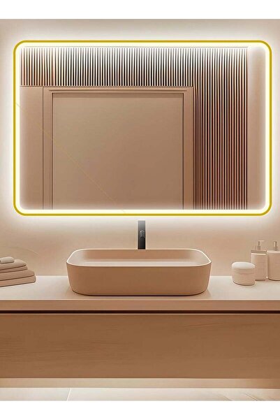 Taimi Wall Mirror90x70cm-Elegant Design Mirror with 3-Light Levels Golden Frame-For Makeup,Dressing Room