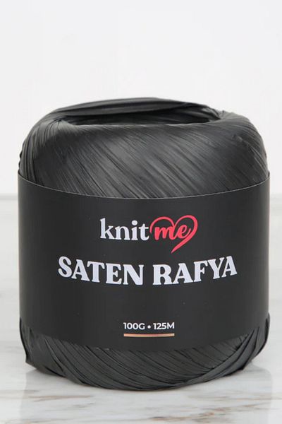 knitme Satin Raffia Rope Anthracite 100 Gr 125 Mt