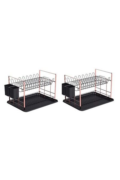 OEM Set 2 x Suporturi pentru vase, Finisaj cromat mat cu tavă din plastic și suport pentru tacâmuri, 48x32x29 cm, Grunberg G