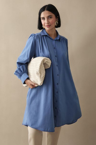 InStyle Свободна туника в индиго цвят с копчета