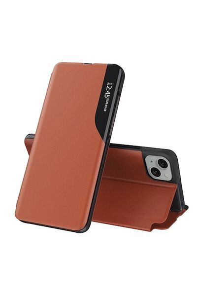 Rao Husa compatibila cu iPhone 15 Plus, Protection, eFold Series, Z49, Piele ecologica, Apricot