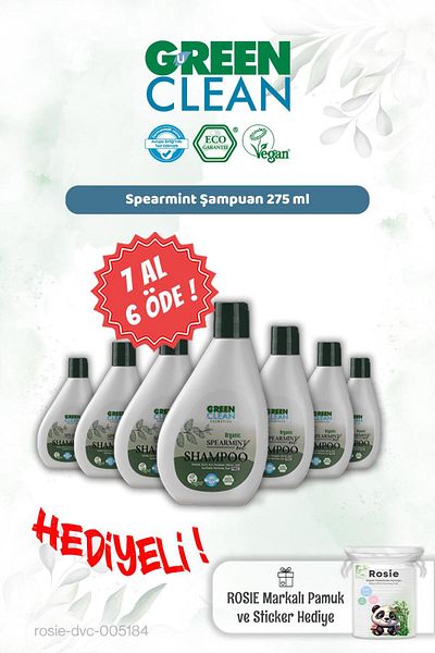 Green Clean Spearmint Shampoo 275 ml Buy 7 Pay 6 and Rosie Gift