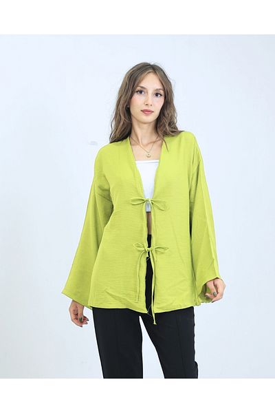 fh fashionhere Cămașă tunică kimono verde ulei pentru femei, confortabilă și elegantă