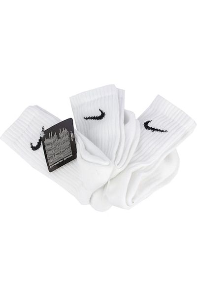 Nike 3 PPK Value Cotton Crew Socks SX4508-101, Unisex, S, White
