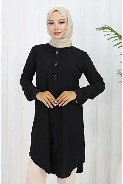 sefamerve Düğme Detaylı Tunik 5133-07 Siyah