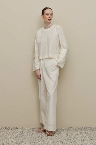 Fahhar Basic Linen Top White