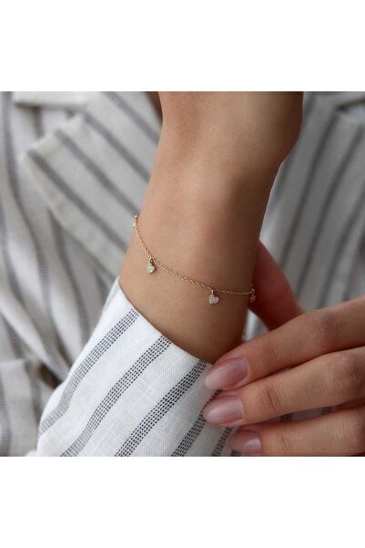 Cherry by Özkonak Sallantılı Taşlı Kalp Bileklik