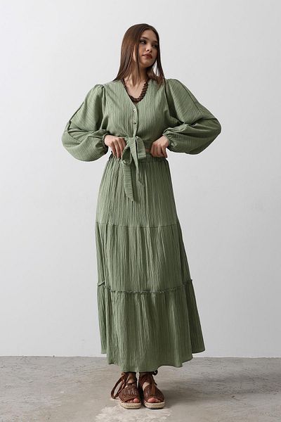 VAGGON Balloon Sleeve Skirt Eyebrow Set