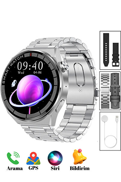 Teknoşık G3 Max Akıllı Saat 3 Farklı Kordon Metal Silikon NFC Arama Konuşma S...