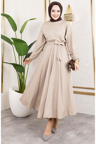 sefamerve Rochie cu talie 2051-06 Mink