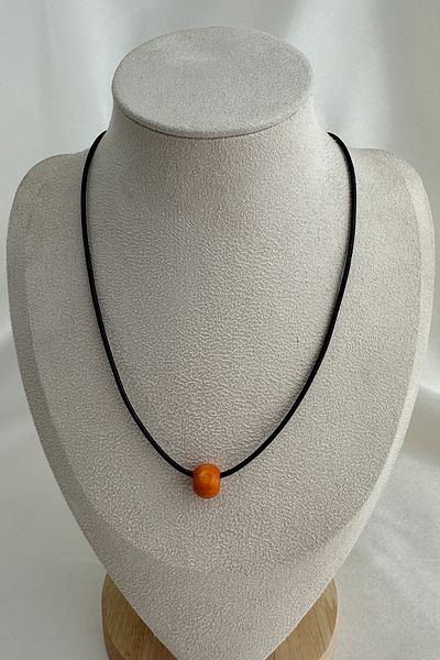 Modex Small Wooden Bead Black String Necklace (40cm)