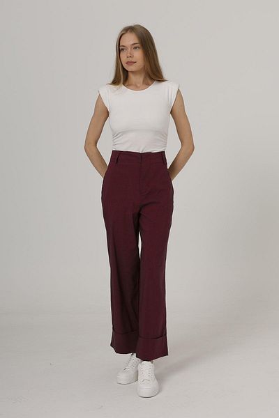 VAGGON Women's Bordo Double Pocket Double Leg Trousers Vs00587