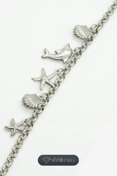 Çelik Karışık Figürlü Gümüş Renk Bileklik