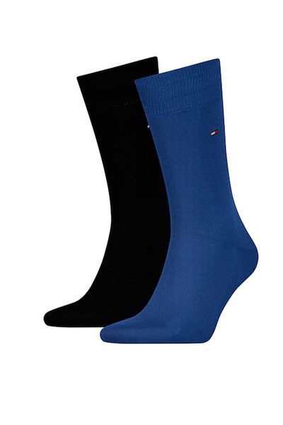 Tommy Hilfiger , Set of long socks with embroidered logo - 2 pairs, Black, Dark Blue, 43-46