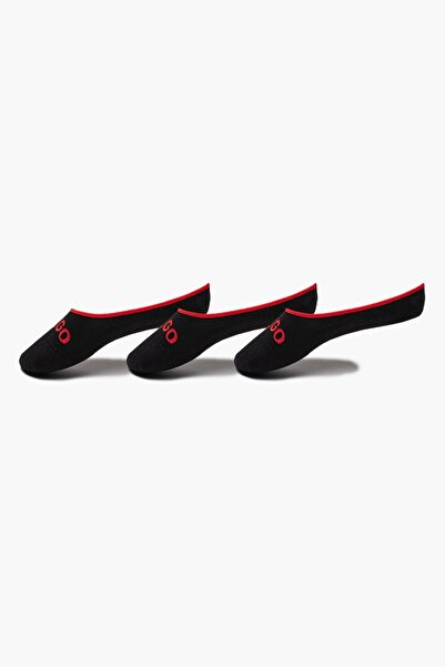HUGO , Set of very short socks with logo - 3 pairs, Red, Black, 41-42