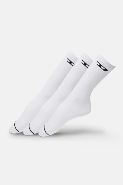 Diesel Set of long socks with logo detail - 3 pairs, White, M