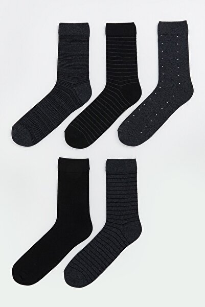 LC Waikiki - Set of long socks - 5 pairs, Black, Dark Gray, 43-45