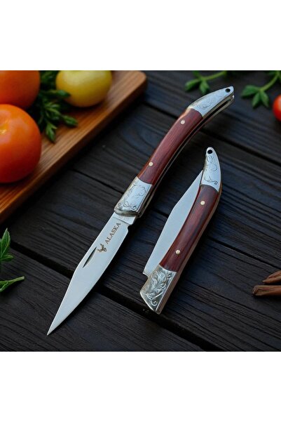 WeKnife İnce Model Kaliteli Ahşap Kabze İşlemeli Cep Çakı