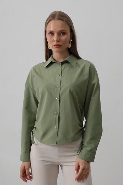VAGGON Women's Khaki Basic Shirt with Side Ties Vs00539