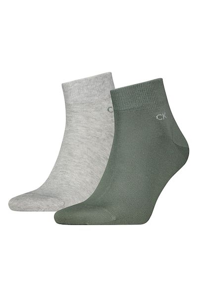 Calvin Klein , Set de șosete scurte - 2 perechi, Gri deschis melanj, Verde ferigă, Mărimea 43-46