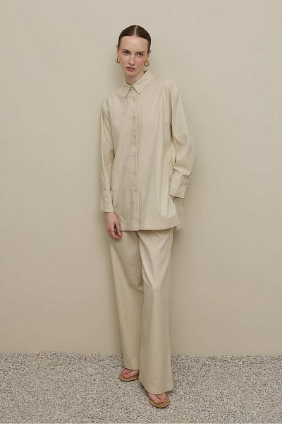 Fahhar Lyocell Linen Shirt Suit Stone
